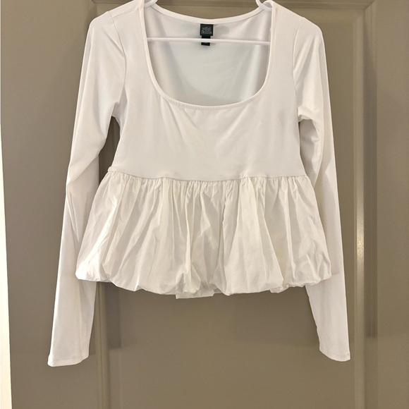 wild fable Tops - Wild Fable White Long Sleeve Peplum Blouse
